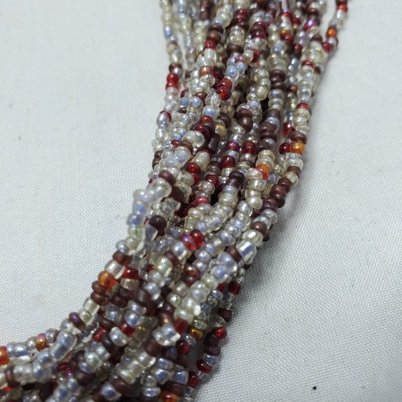 Signature multi color red clear seed bead multi strand necklace 20 strand - Picture 5 of 5